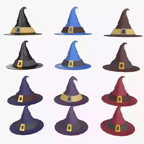 Low-Poly Wizard Hat Set