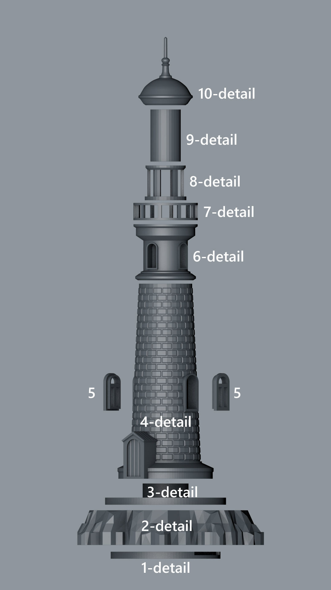 Lighthouse miniature 3D print model_3