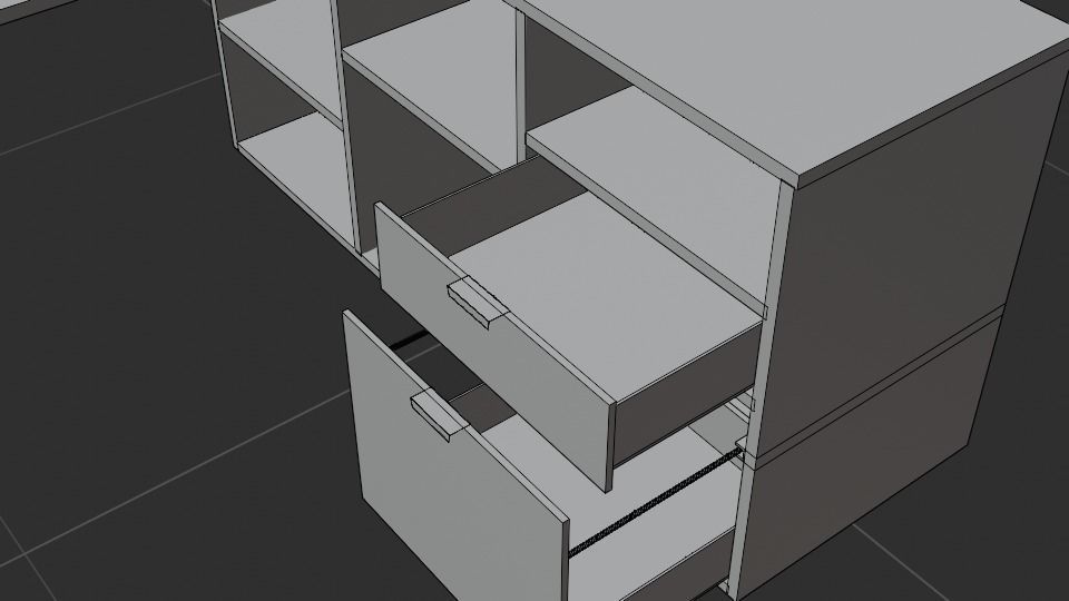 Rico L-shaphed Wooden Executive Desk Low-poly 3D model_16