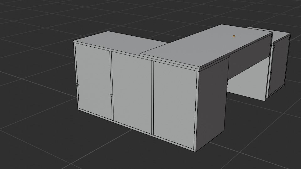 Rico L-shaphed Wooden Executive Desk Low-poly 3D model_18