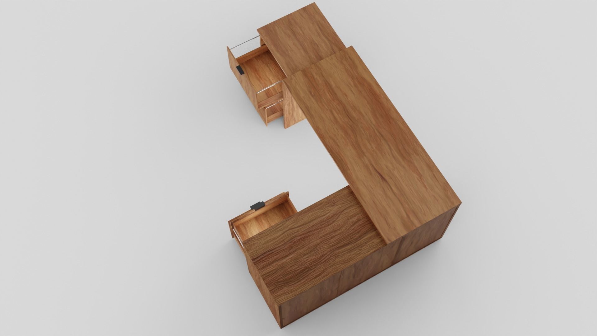 Rico L-shaphed Wooden Executive Desk Low-poly 3D model_12