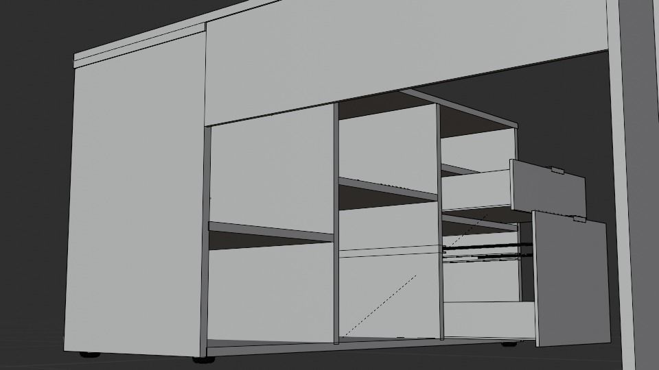 Rico L-shaphed Wooden Executive Desk Low-poly 3D model_19