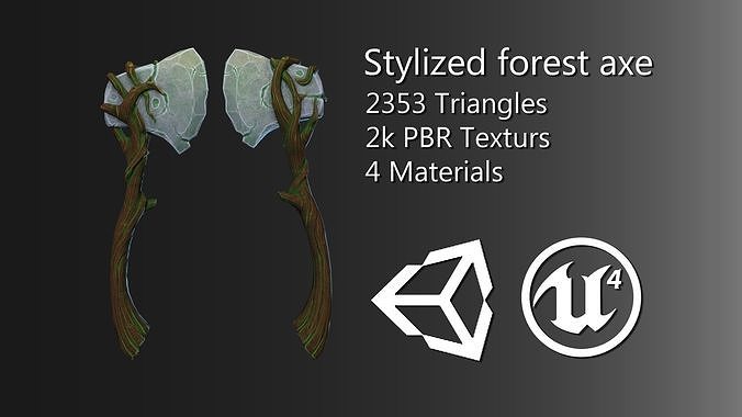 Stylized forest axe Low-poly 3D model