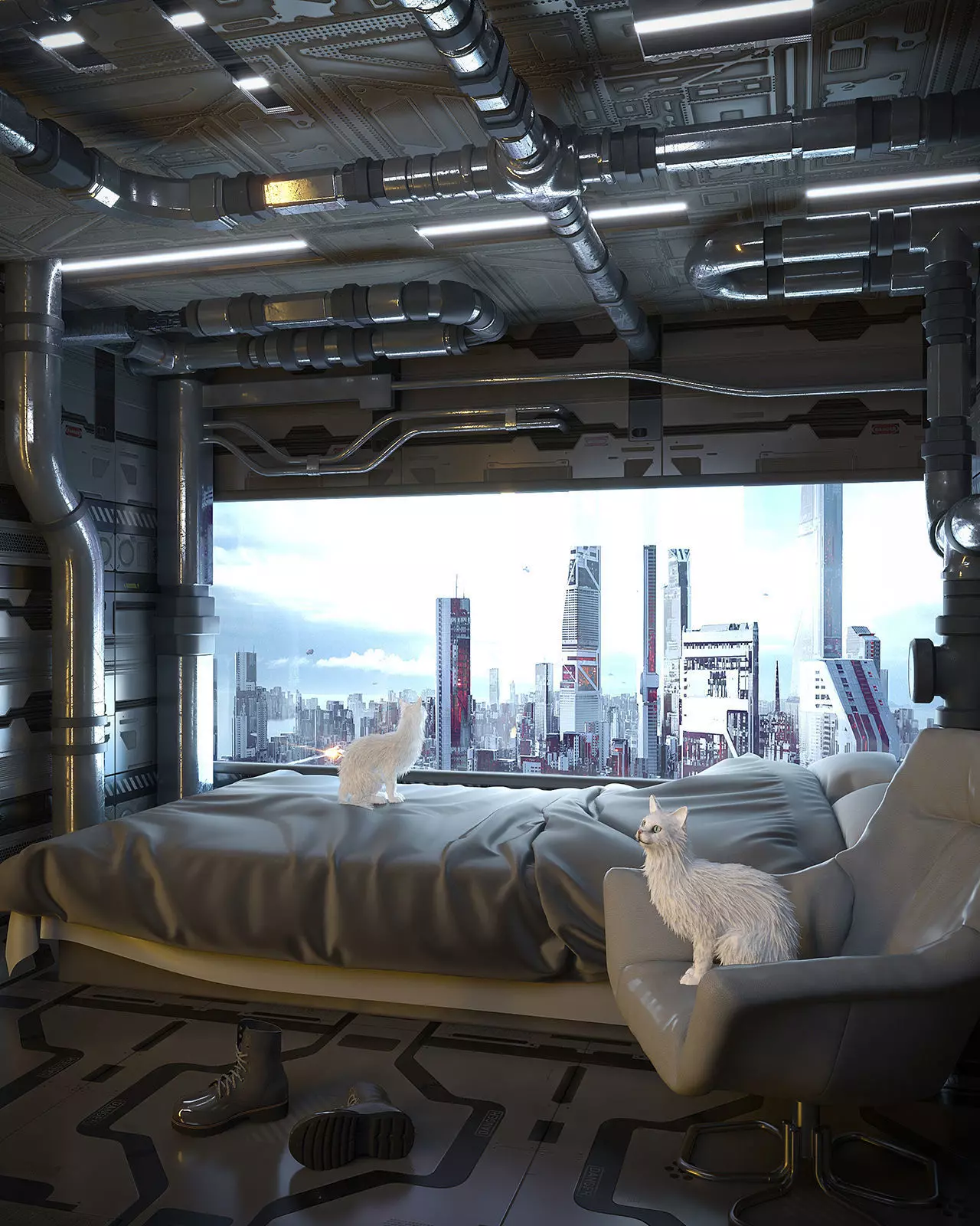 Futuristic apartment 3D model_0