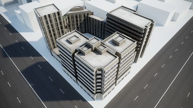 Modern residential building  3D model Low-poly 3D model