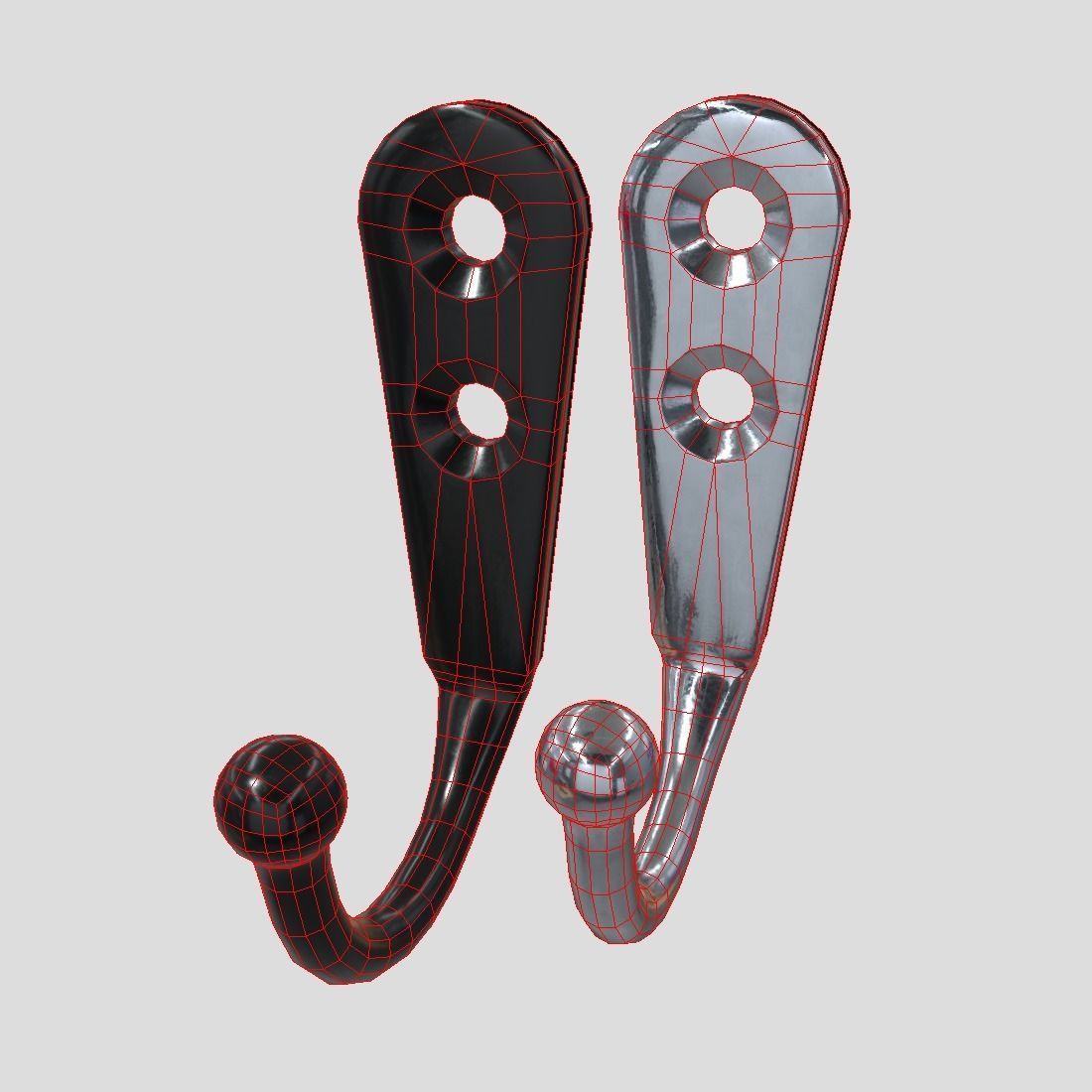Coat Hook 3 Low-poly 3D model_2
