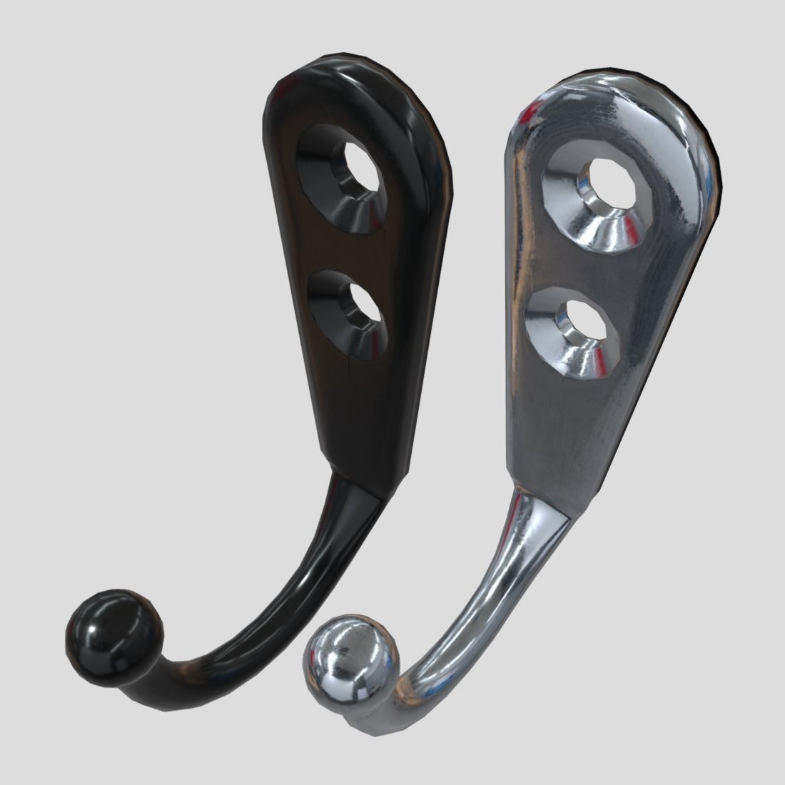 Coat Hook 3 Low-poly 3D model_5