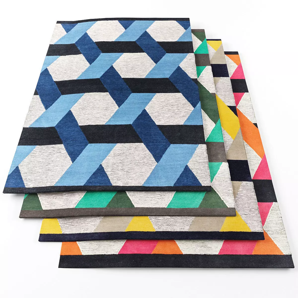 Rugs-1245 set of colorful geometric rugs Low-poly 3D model_0