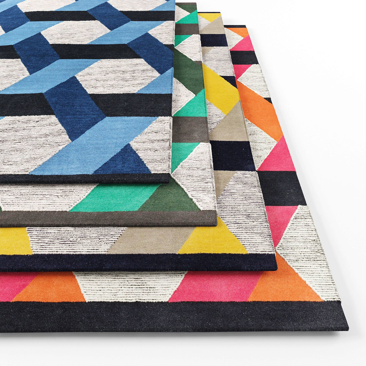 Rugs-1245 set of colorful geometric rugs Low-poly 3D model_1