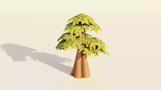 Tree Cartoon Stylized Hand painted
