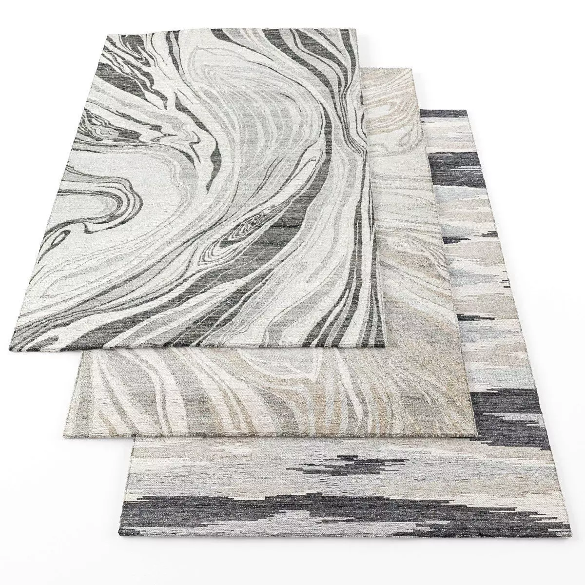 Rugs-1246 three marble rugs Low-poly 3D model_0