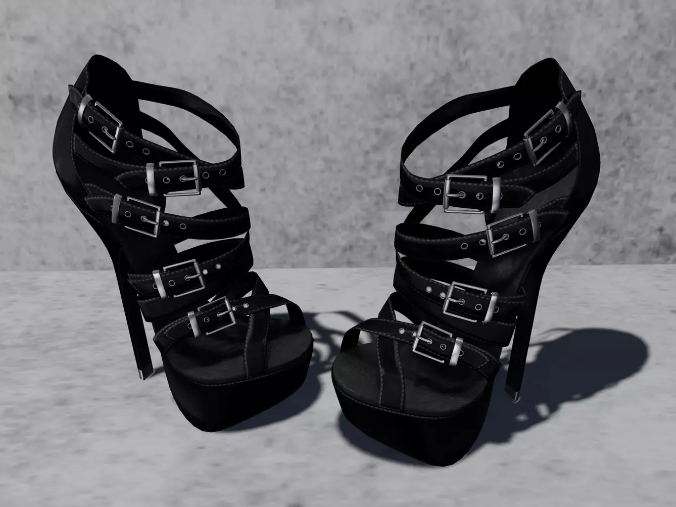 Shoes 3D Black 2 Low-poly 3D model