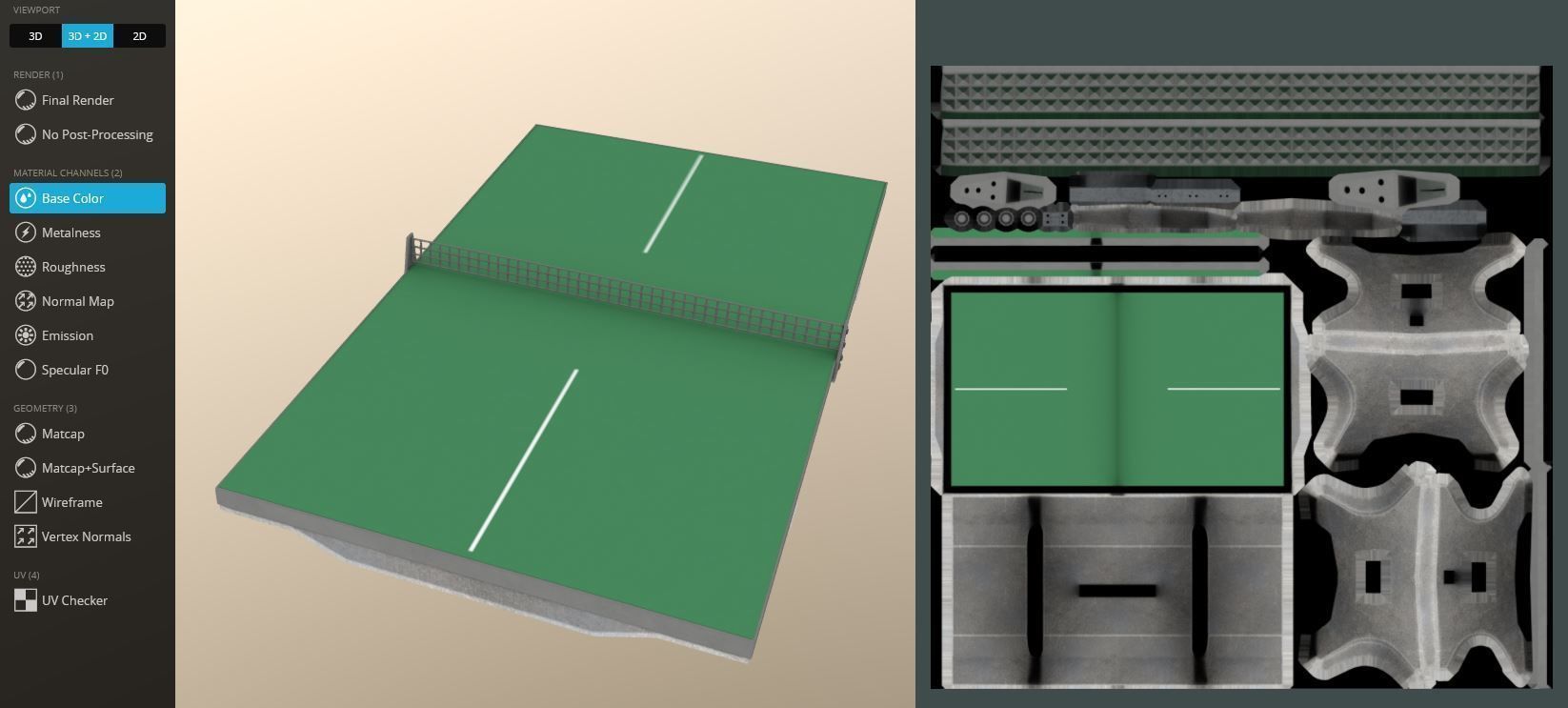 Ping Pong Table 1 For Outside With Concrete Foundation Low-poly 3D model_26