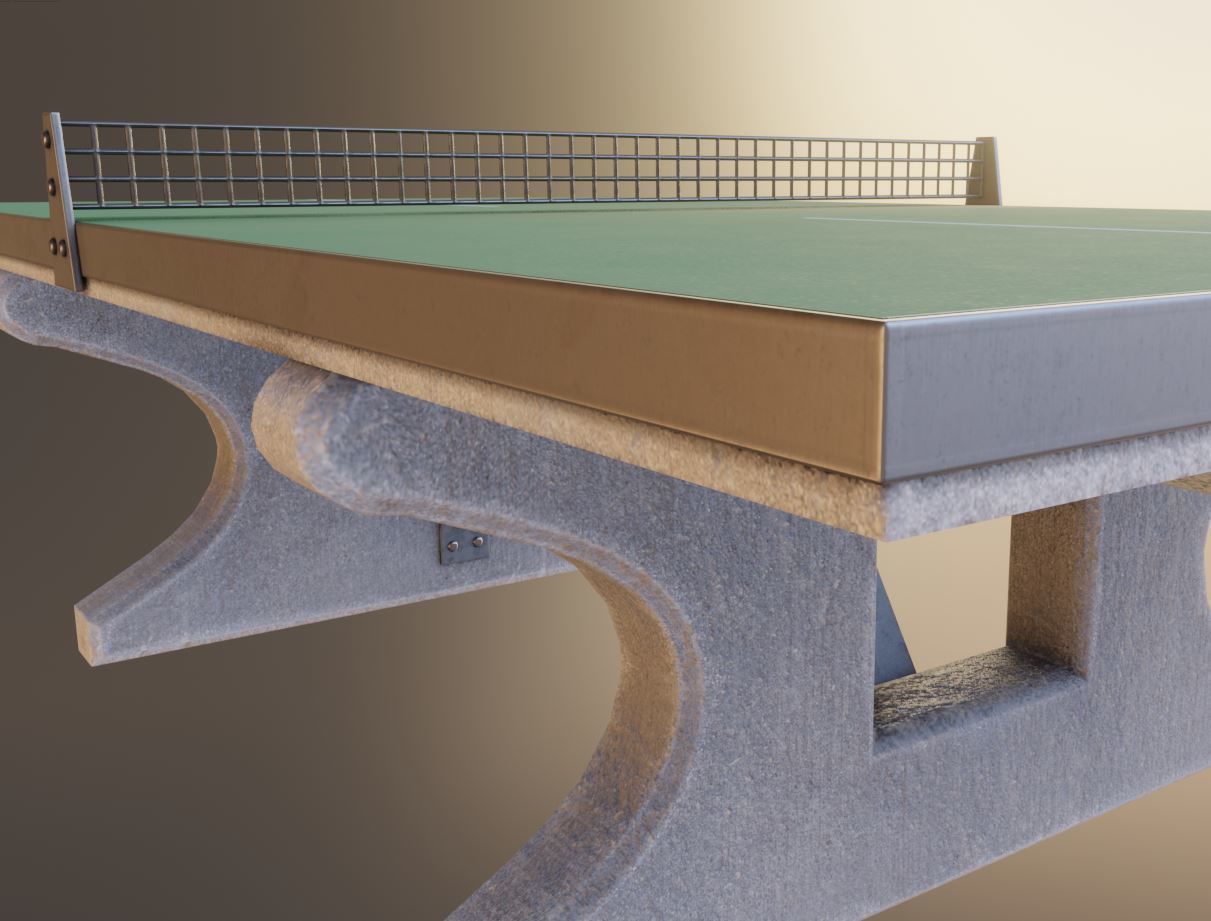 Ping Pong Table 1 For Outside With Concrete Foundation Low-poly 3D model_10