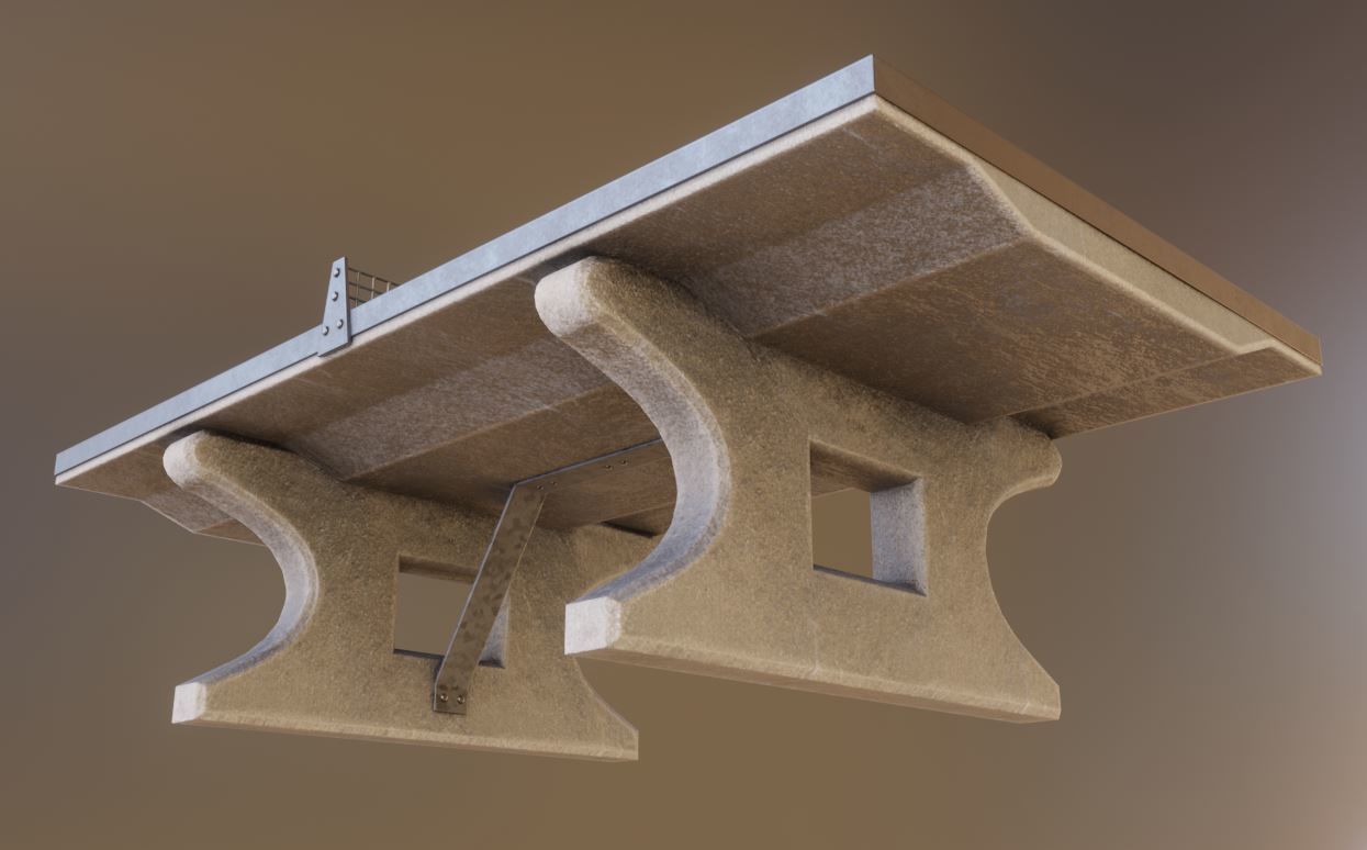 Ping Pong Table 1 For Outside With Concrete Foundation Low-poly 3D model_15