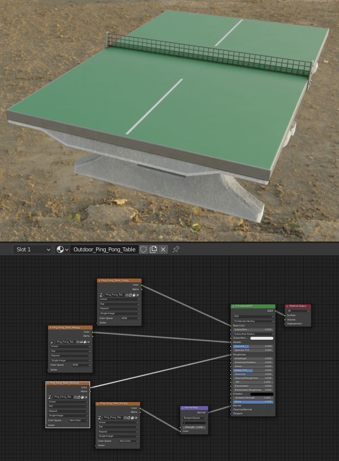 Ping Pong Table 1 For Outside With Concrete Foundation Low-poly 3D model_8