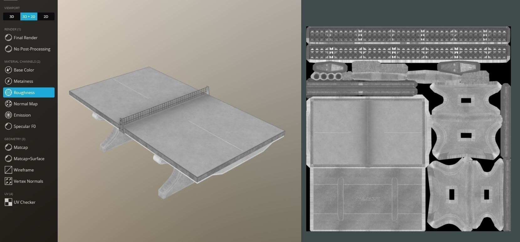 Ping Pong Table 1 For Outside With Concrete Foundation Low-poly 3D model_25