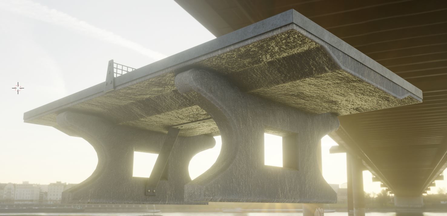 Ping Pong Table 1 For Outside With Concrete Foundation Low-poly 3D model_18