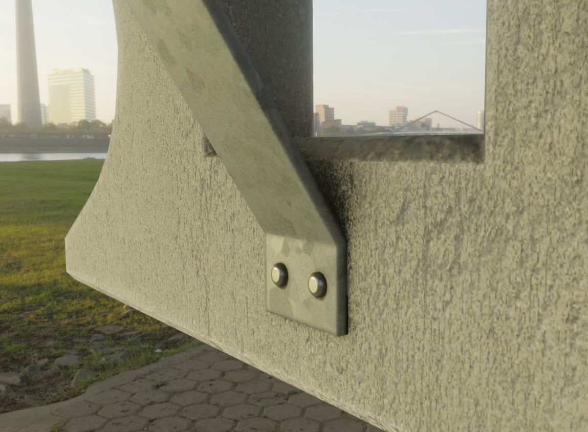 Ping Pong Table 1 For Outside With Concrete Foundation Low-poly 3D model_2