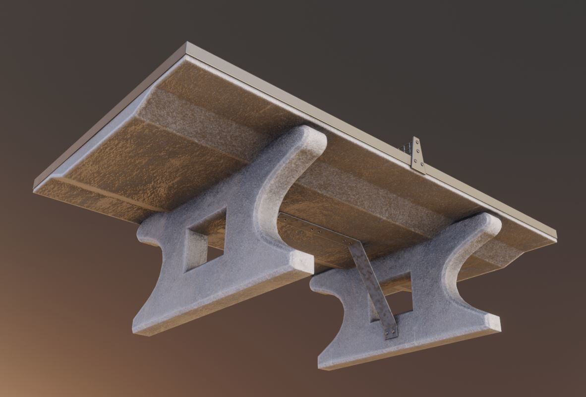 Ping Pong Table 1 For Outside With Concrete Foundation Low-poly 3D model_16