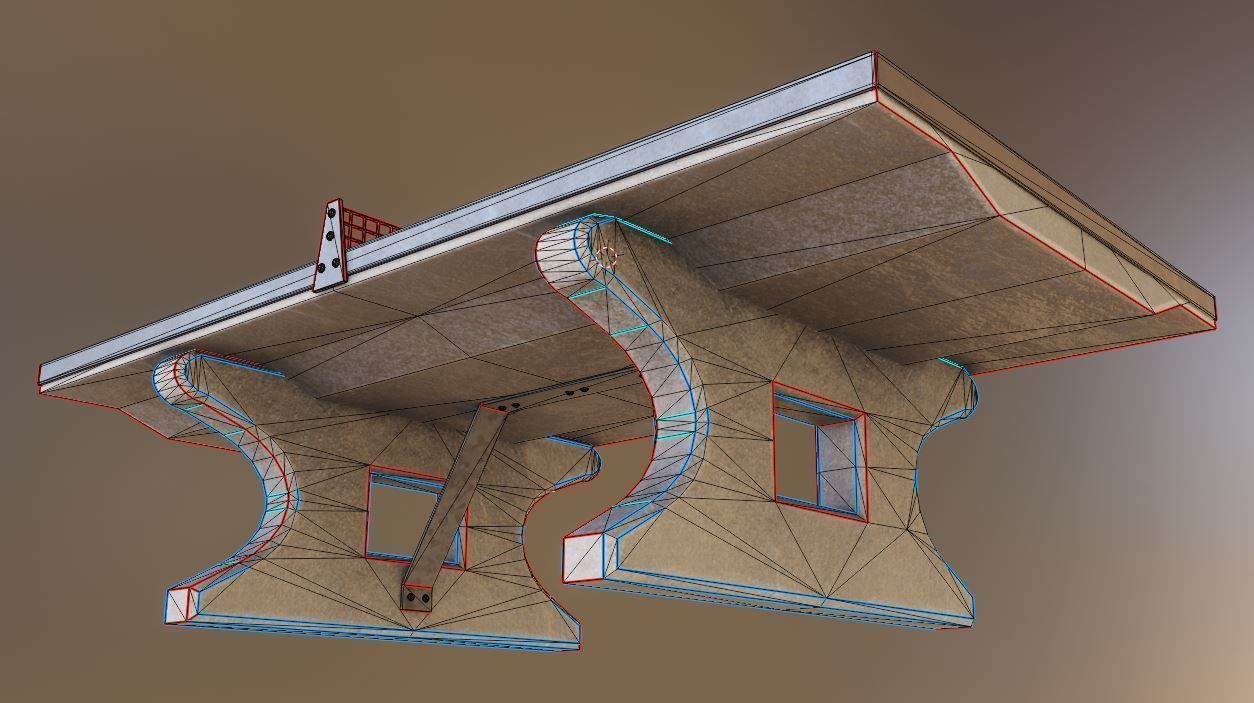 Ping Pong Table 1 For Outside With Concrete Foundation Low-poly 3D model_19