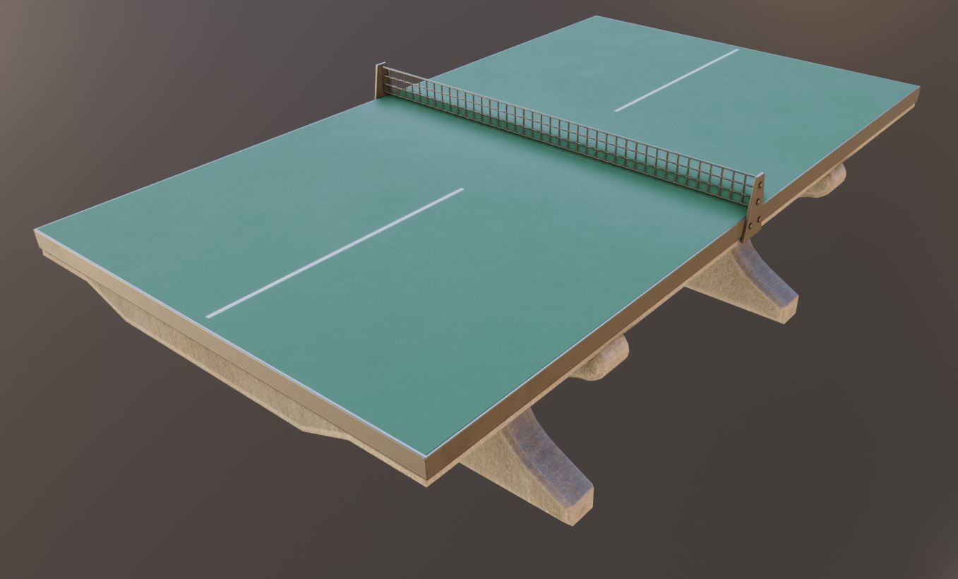 Ping Pong Table 1 For Outside With Concrete Foundation Low-poly 3D model_1