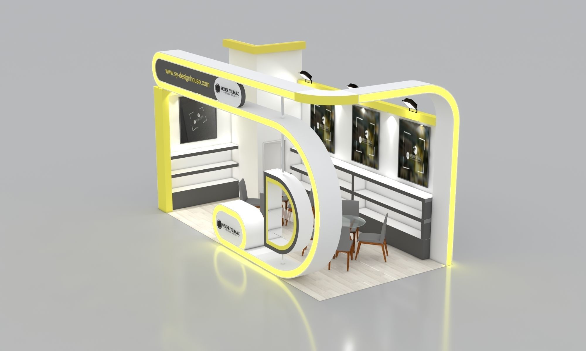 Exhibition Stall Size 8 m x 4 m  Height 366 cm 3D model_1
