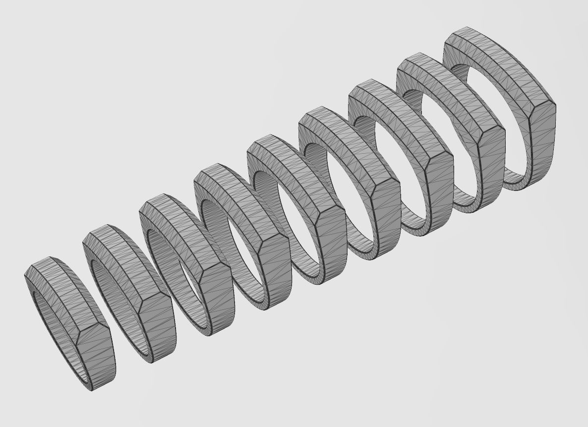 Rounded and chamfred sides rectangular signet US sizes 5to13 3D print model_18