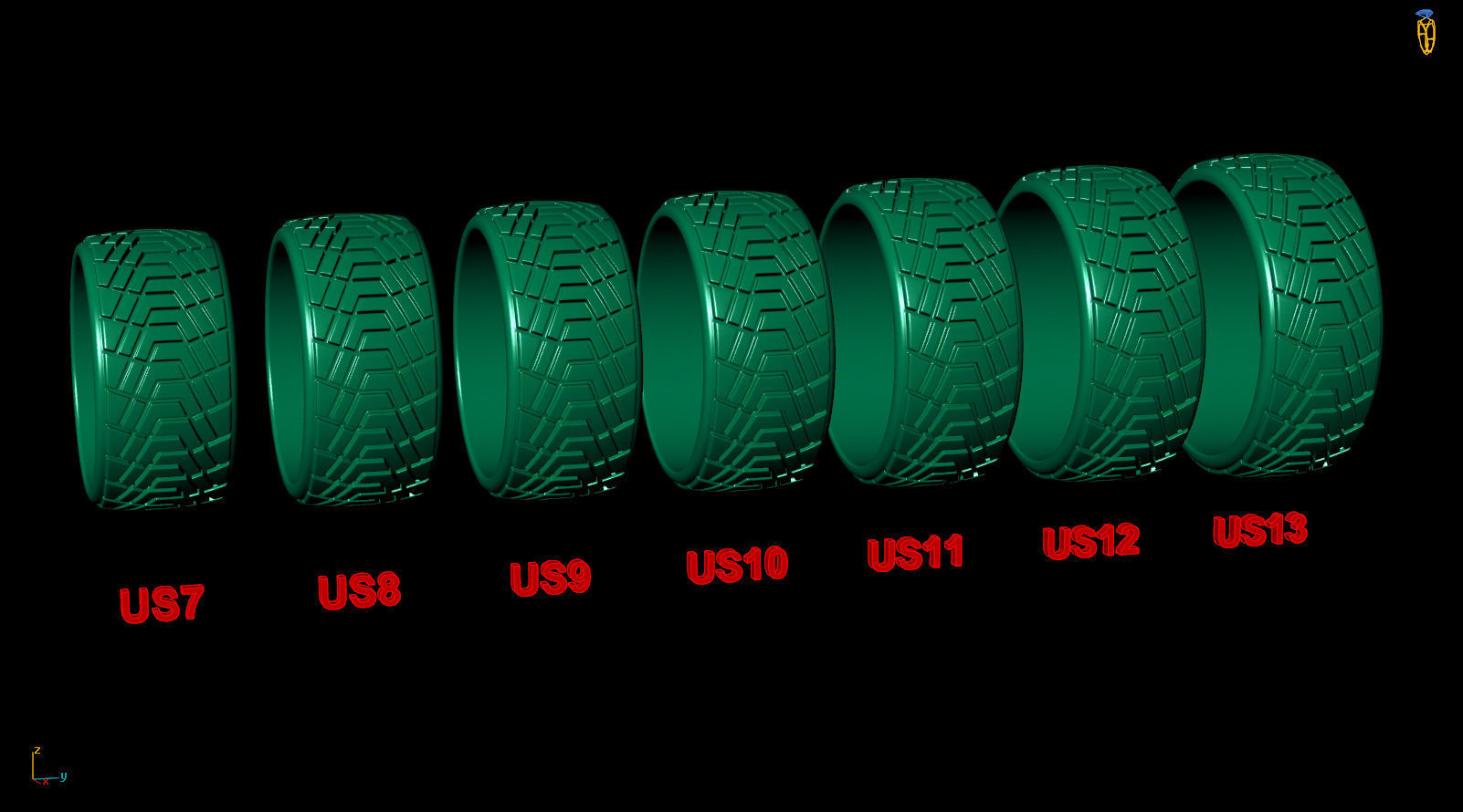 Car Tire Tread Design Mud Wedding Ring 3D print model_7