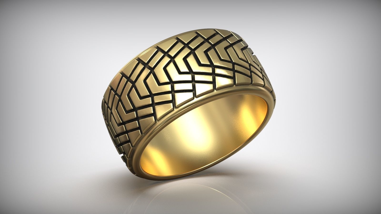 Car Tire Tread Design Mud Wedding Ring 3D print model_6
