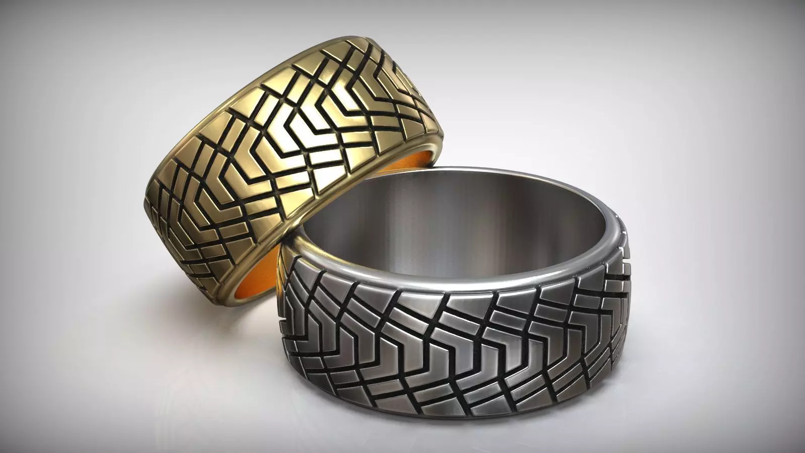Car Tire Tread Design Mud Wedding Ring 3D print model_0