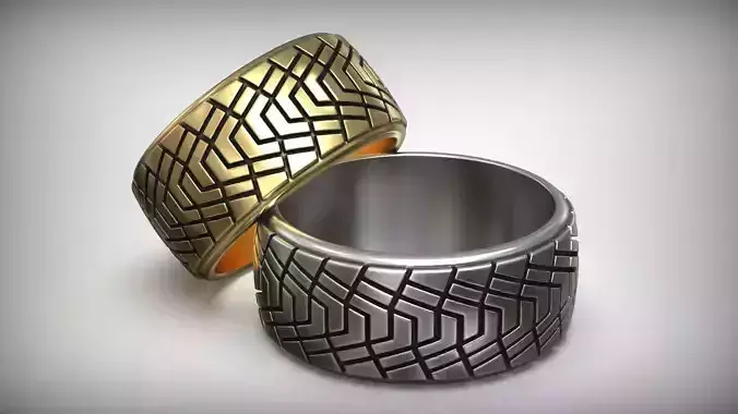 Car Tire Tread Design Mud Wedding Ring 3D print model