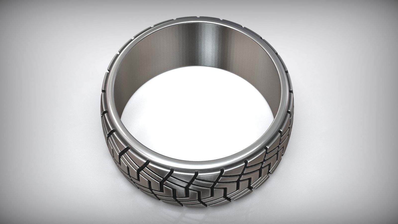 Car Tire Tread Design Mud Wedding Ring 3D print model_5