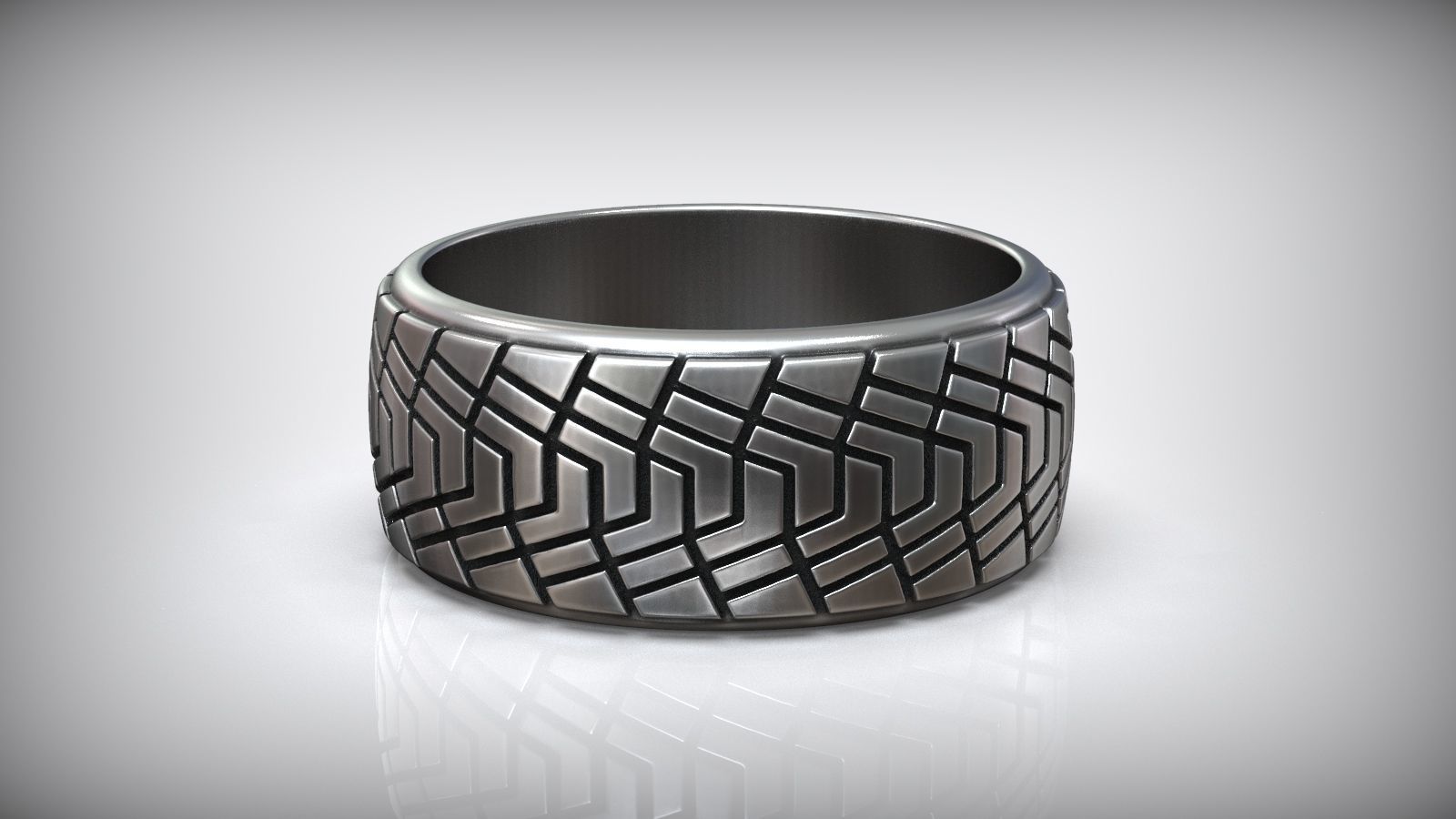 Car Tire Tread Design Mud Wedding Ring 3D print model_4