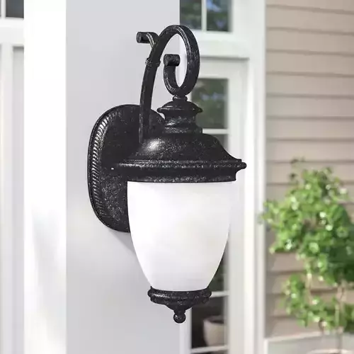 Diop Black Frosted Glass Outdoor Wall Lantern