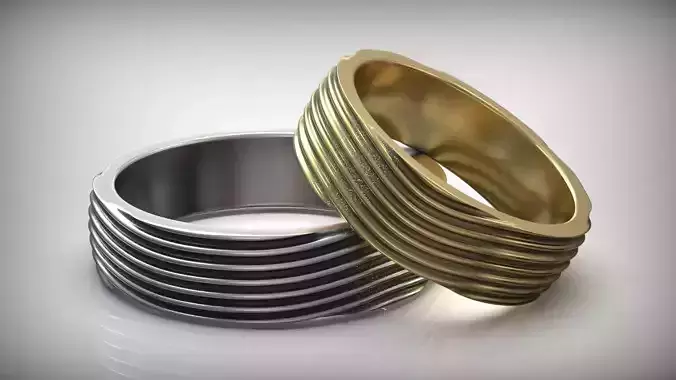 Minimal Wave Wedding Band Gold Ring