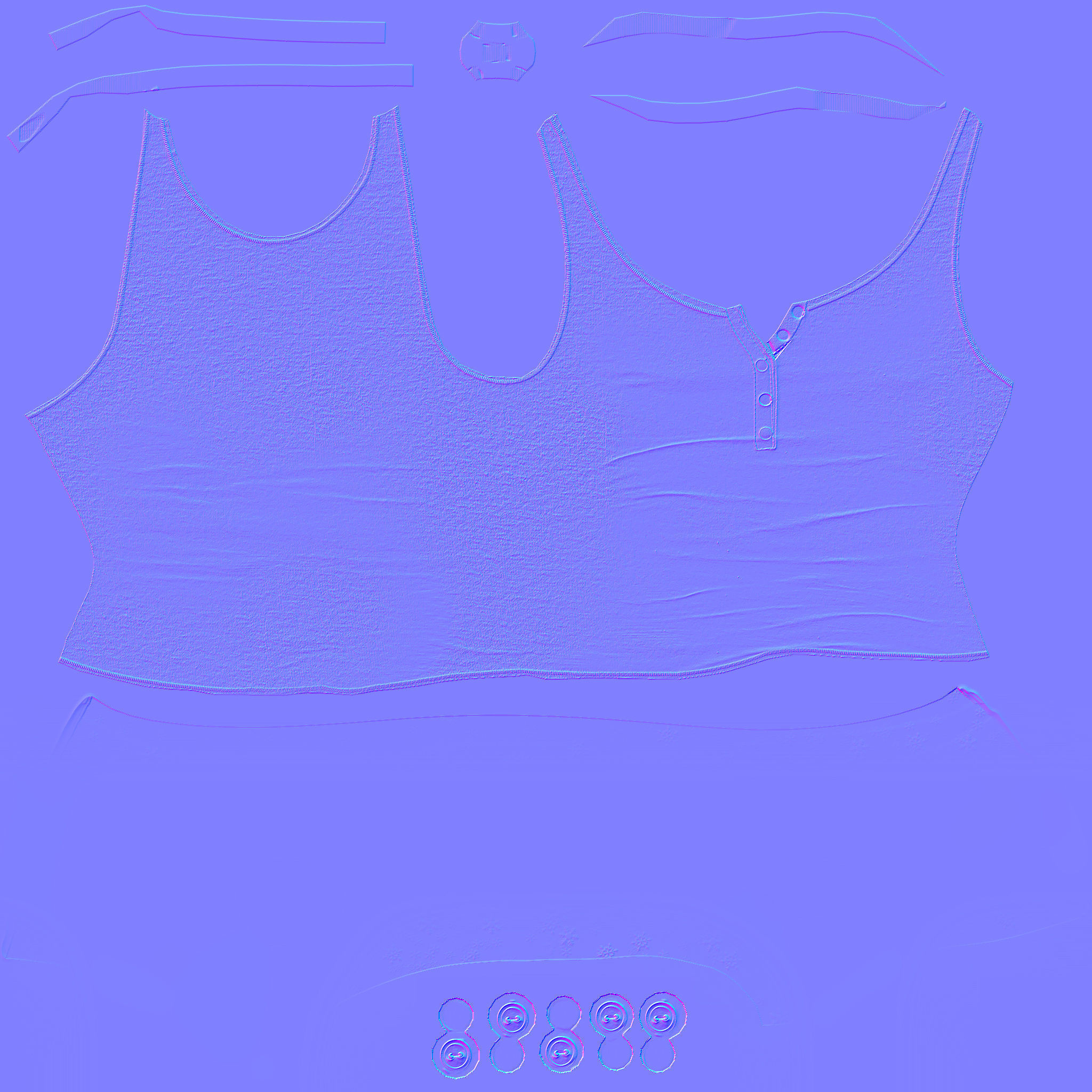 Short and Tank Pyjama Set Low-poly 3D model_8