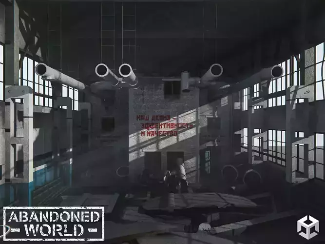 Modular Abandoned Depot for Unity Low-poly 3D model