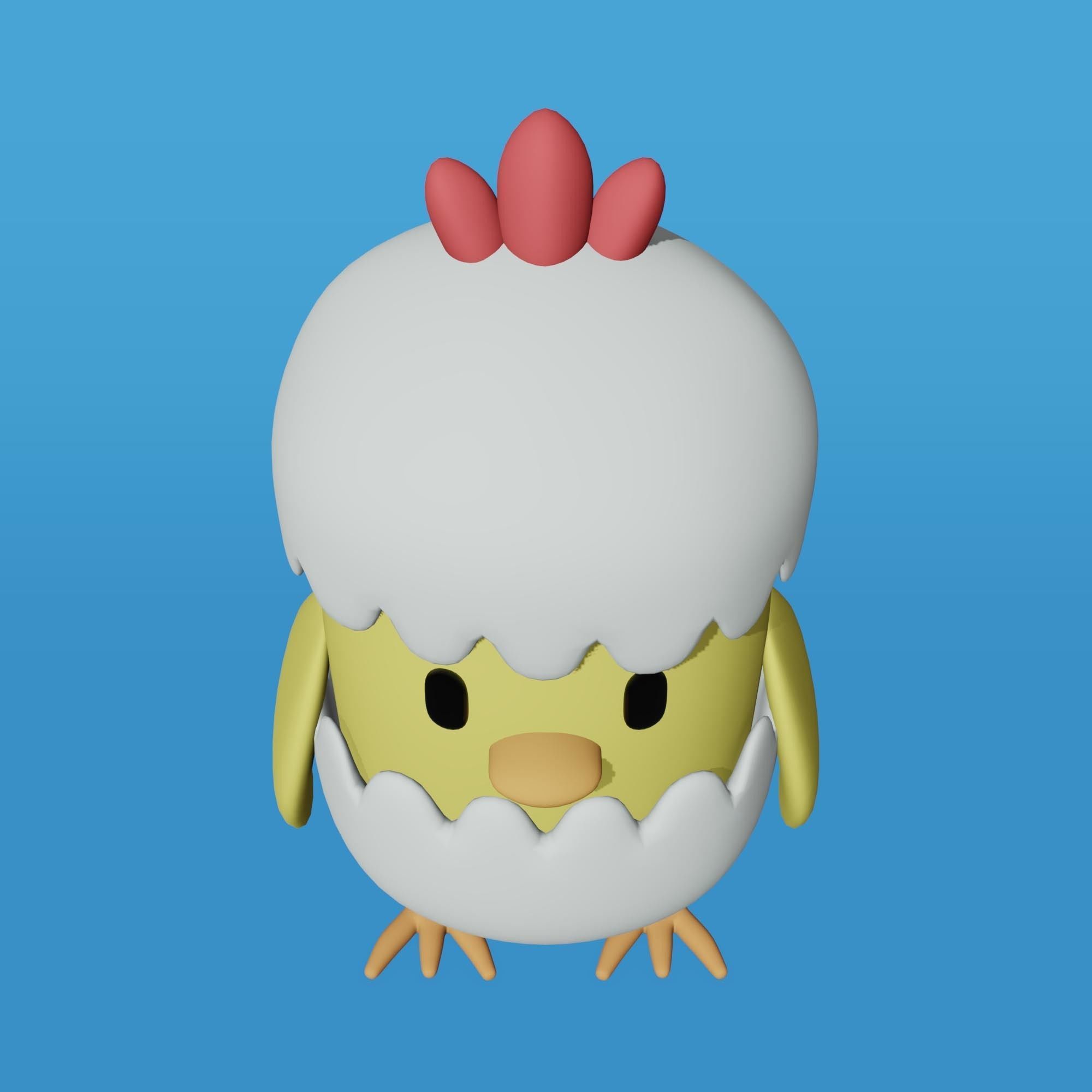 Chicken Egg Shell Low-poly 3D model_3