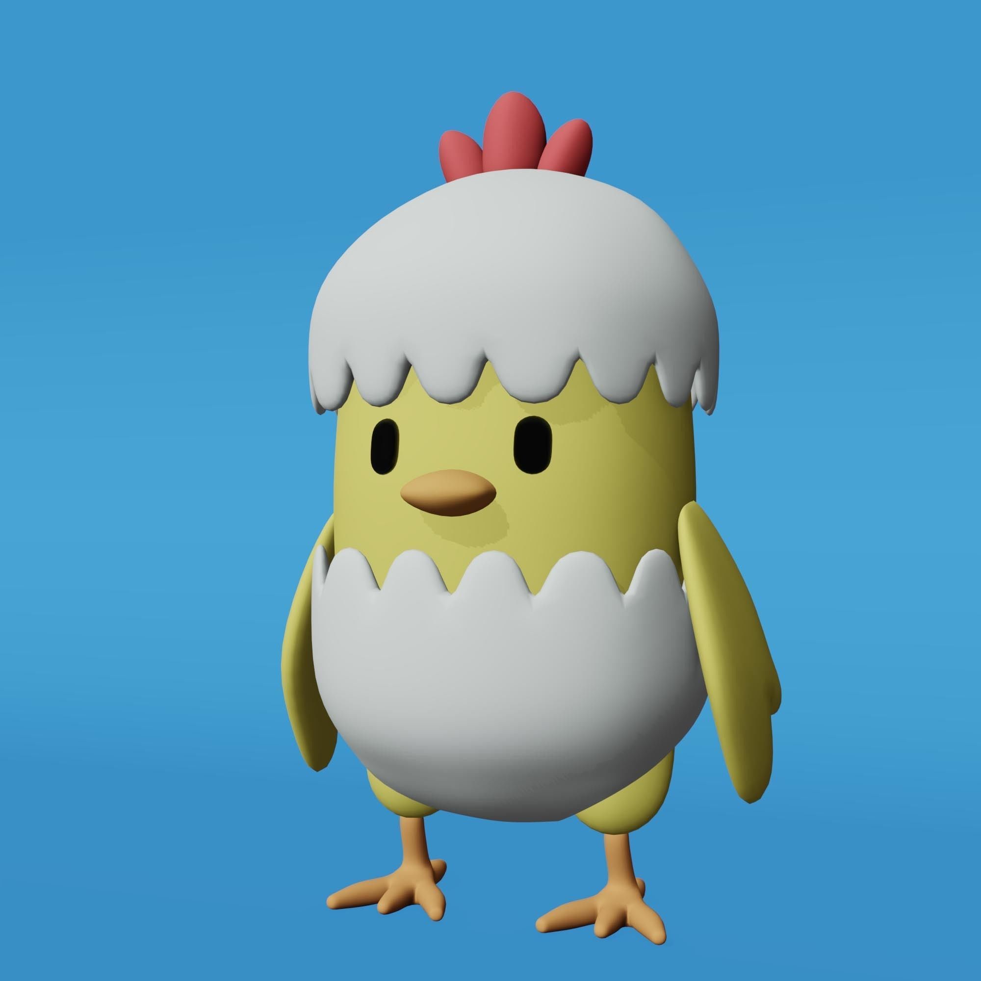 Chicken Egg Shell Low-poly 3D model_1