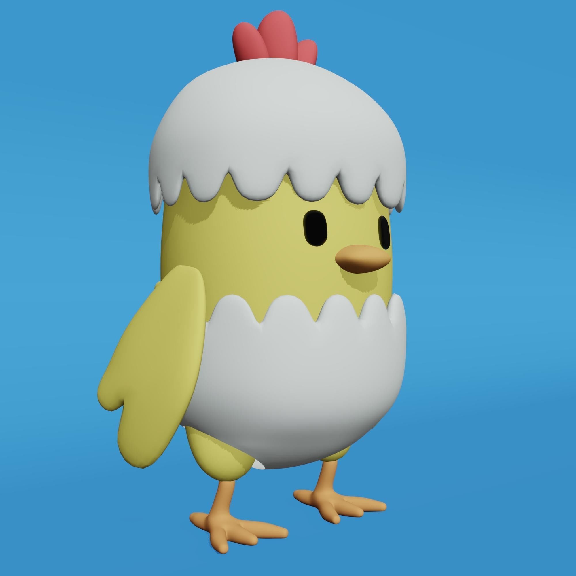 Chicken Egg Shell Low-poly 3D model_2