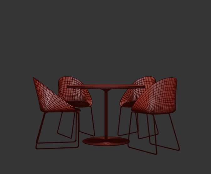 CAFE FURNITURE SET 3D model_4