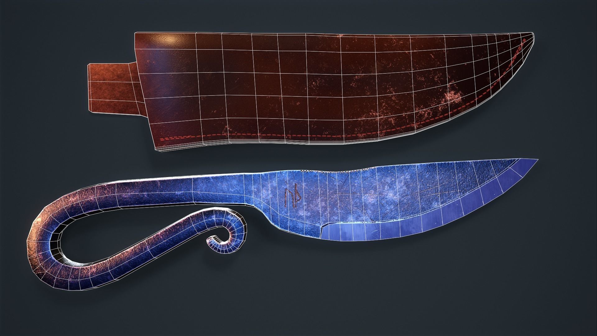 Viking Dagger Low-poly 3D model_8