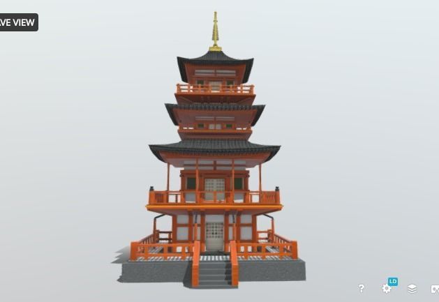 Japanese Temple 3d model Low-poly 3D model_1