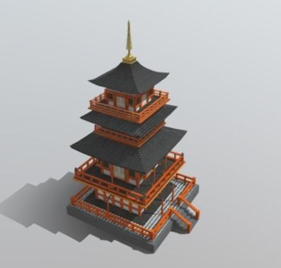 Japanese Temple 3d model Low-poly 3D model_2