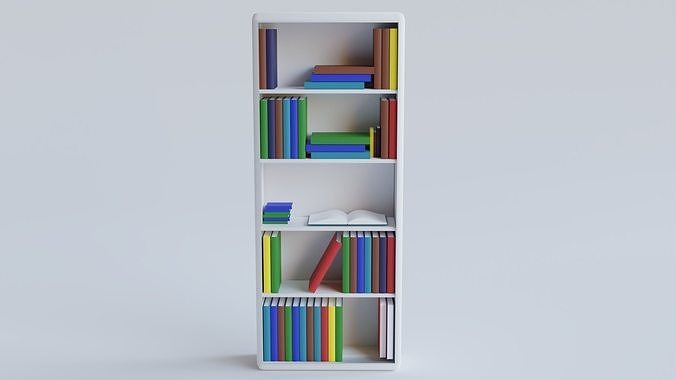 Bookcase Low-poly 3D model