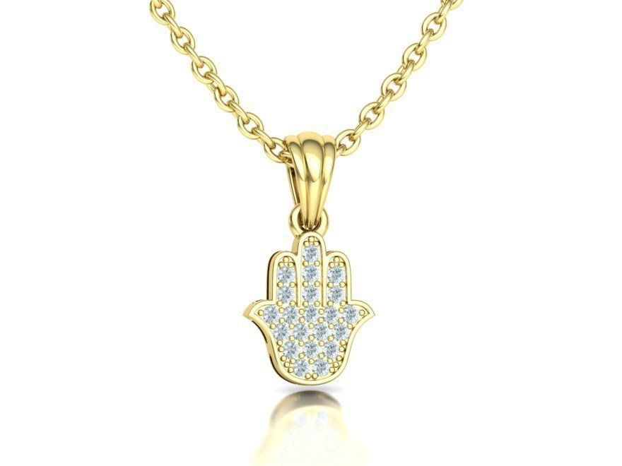Small Hamsa Hand Pendant Necklace Two Sizes  3dmodel 3D print model_43