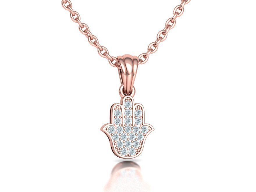 Small Hamsa Hand Pendant Necklace Two Sizes  3dmodel 3D print model_41