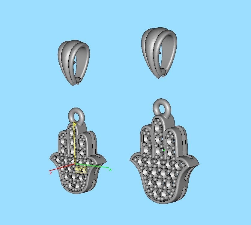 Small Hamsa Hand Pendant Necklace Two Sizes  3dmodel 3D print model_10