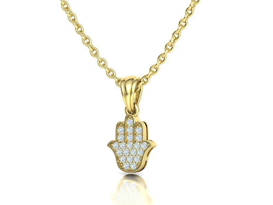 Small Hamsa Hand Pendant Necklace Two Sizes  3dmodel 3D print model_34